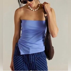 We The Free Asymmetrical Blue Strapless Top